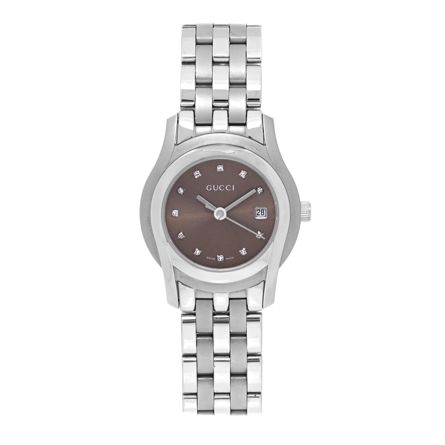 Stainless Steel Diamond 27mm 5500L Quartz Watch Brown