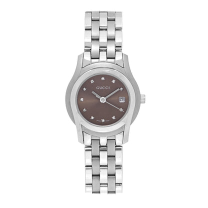 Gucci Stainless Steel Diamond 27mm 5500L Quartz Watch Brown 1 of 4