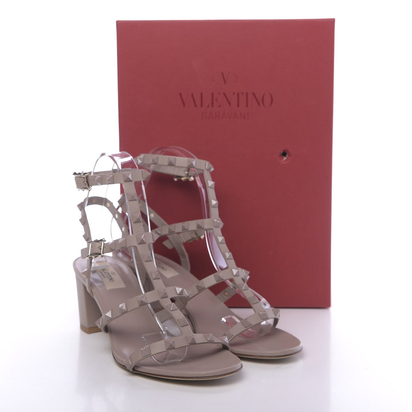 Calfskin Rockstud 60mm City Sandals 39.5 Poudre