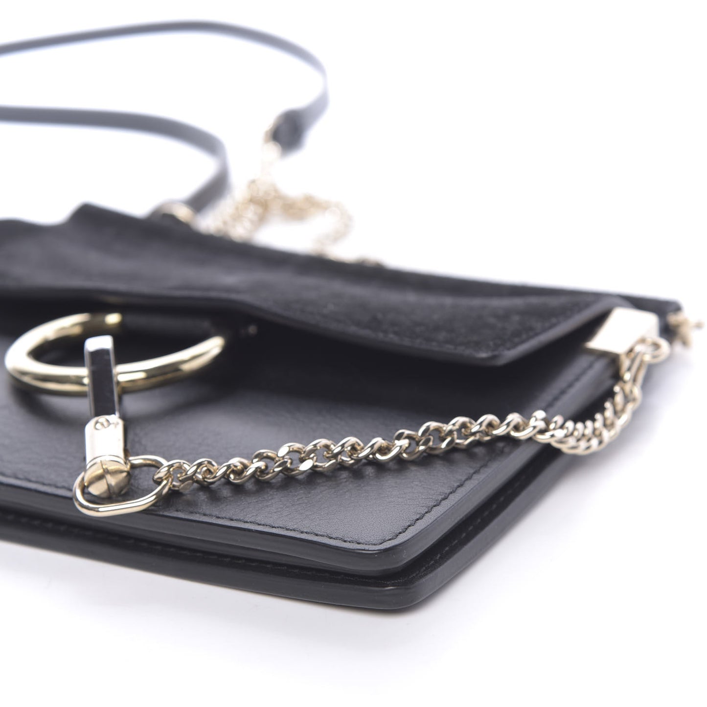 Calfskin Suede Mini Chain Faye Shoulder Bag Black