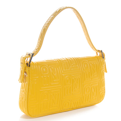Fendi Nappa Logo Embossed Baguette Lemon Giallo 3 of 7