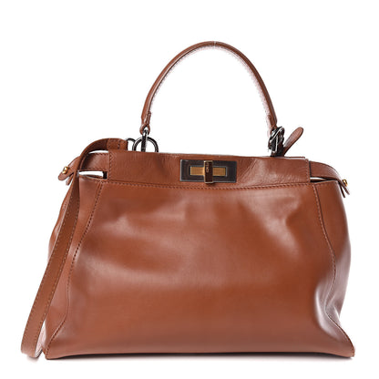 Fendi Vitello Suede Medium Peekaboo Iconic Satchel Cuoio Rame Moro 1 of 22