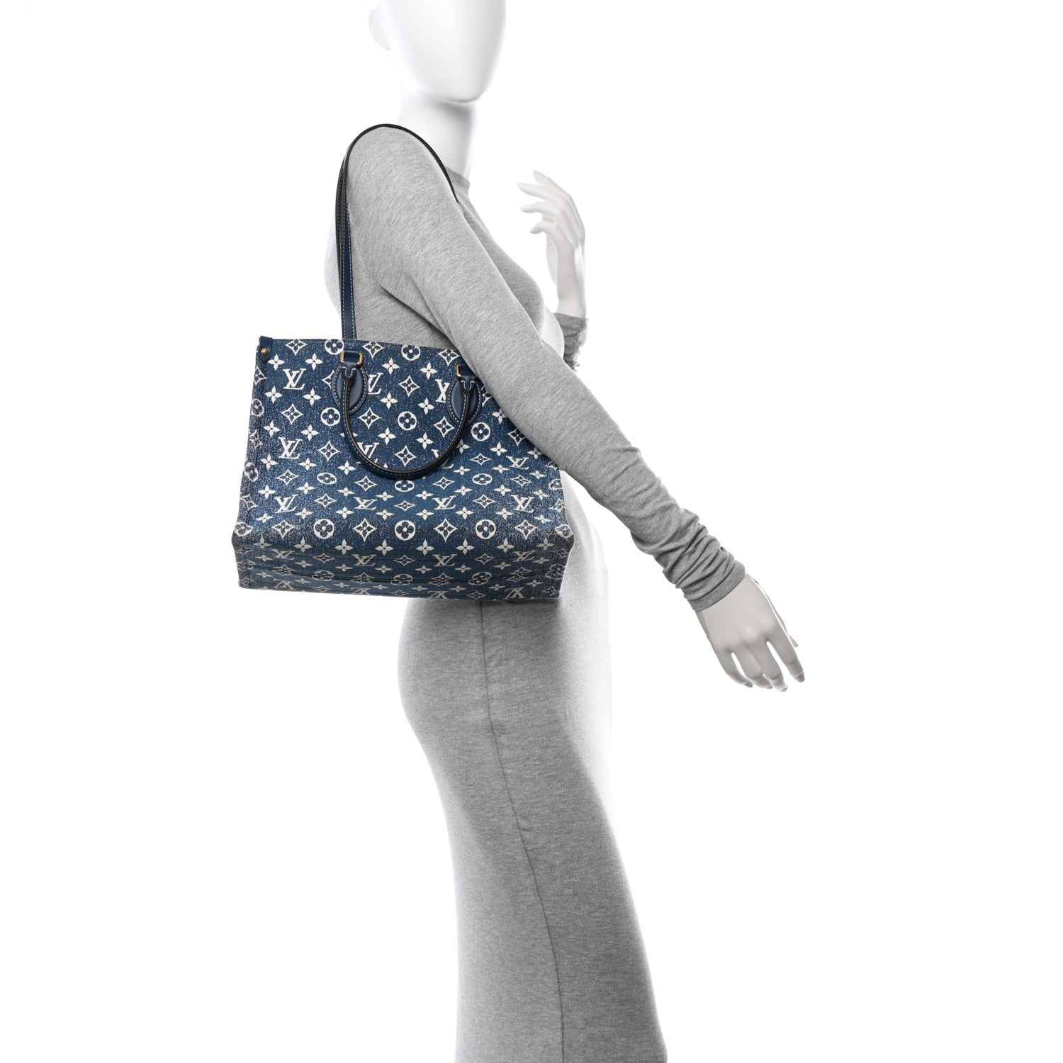 Louis Vuitton Monogram Jacquard Denim Onthego MM Bleu 2 of 9