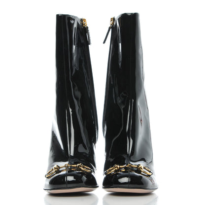 Gucci Patent Horsebit Ankle Booties 37 Black 2 of 8