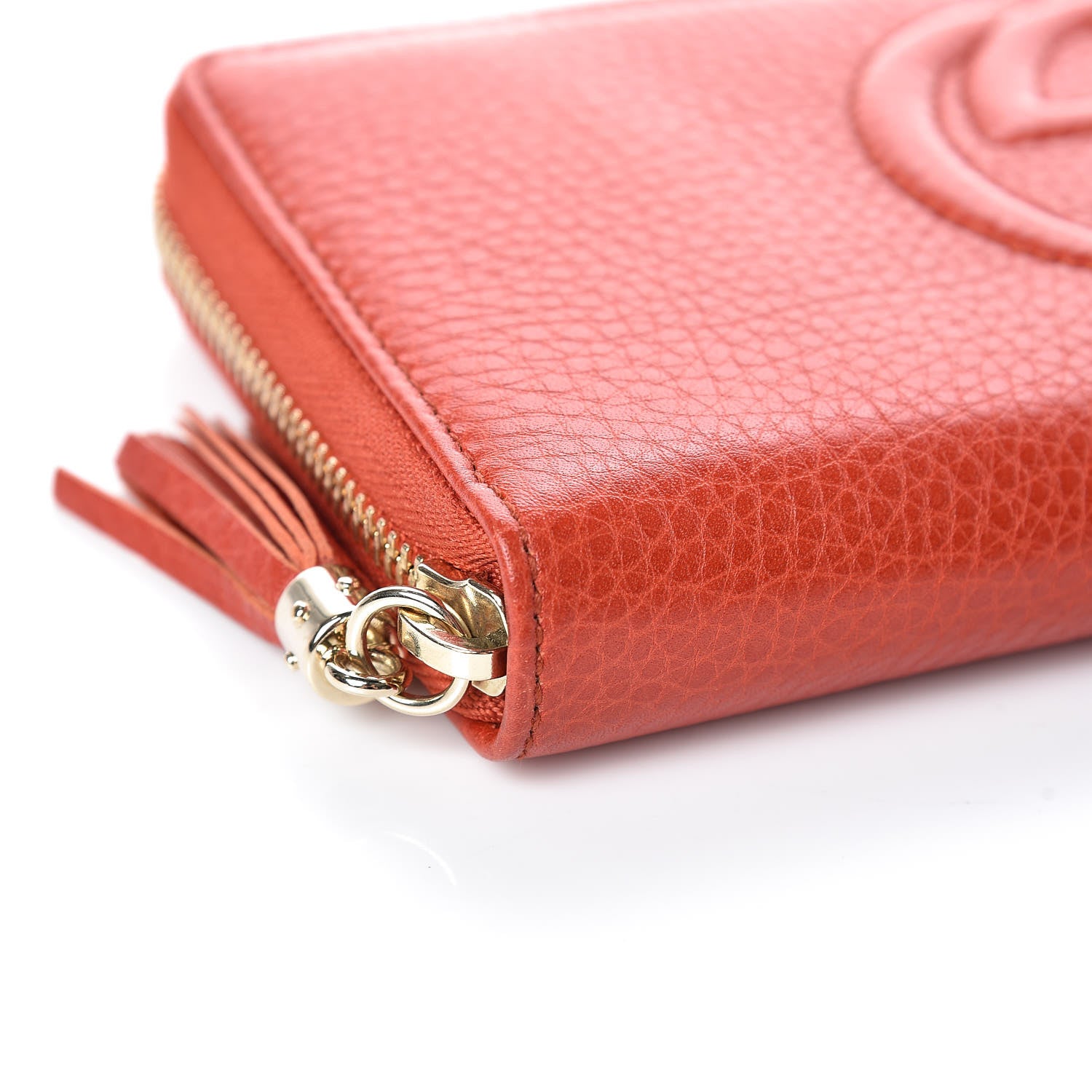 Gucci Pebbled Calfskin Soho Zip Around Wallet Sun Orange 5 of 10