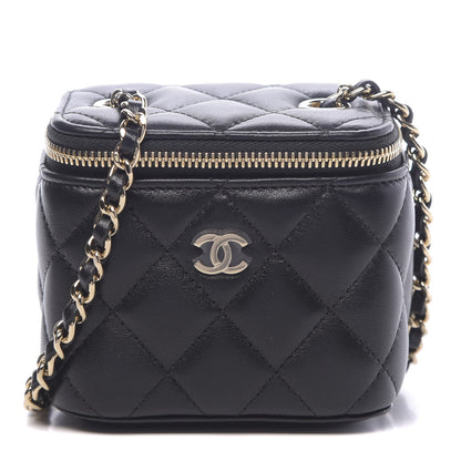 Chanel Lambskin Quilted Mini Vanity Case With Chain Black 1 of 11