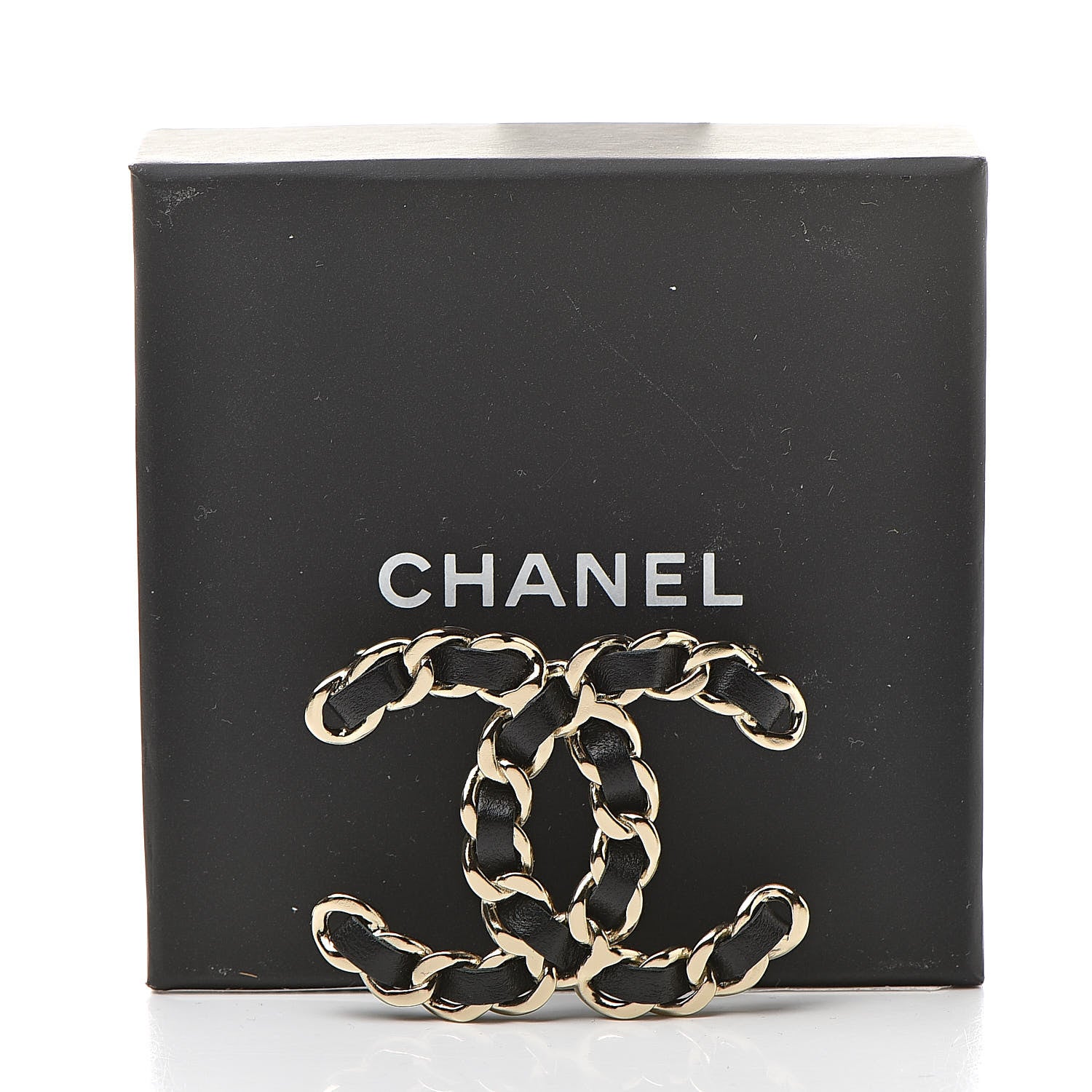 Chanel Lambskin Chain CC Brooch Black Gold 5 of 5