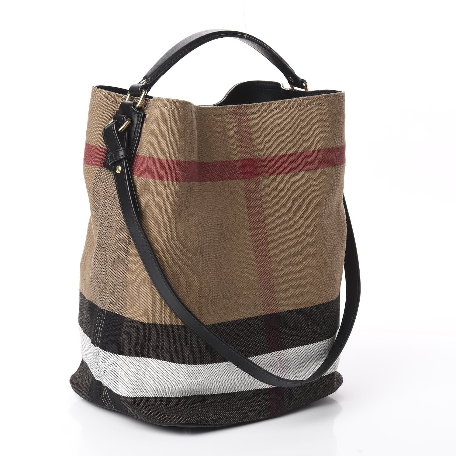 Burberry Canvas Mega Check Medium Ashby Hobo Black 2 of 8