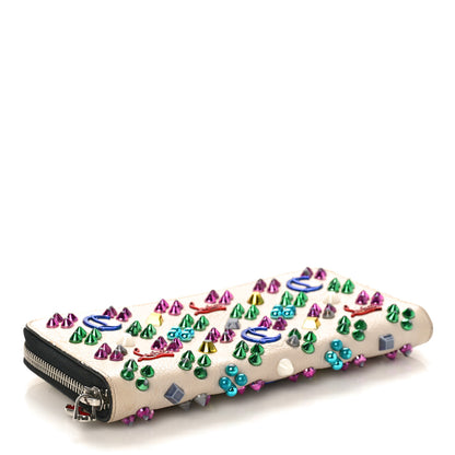 Christian Louboutin Calfskin Panettone Spiked Zip Around Wallet Ivory 4 of 9