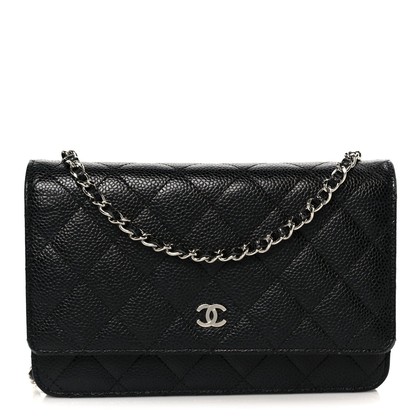 Caviar Quilted Wallet on Chain WOC Black