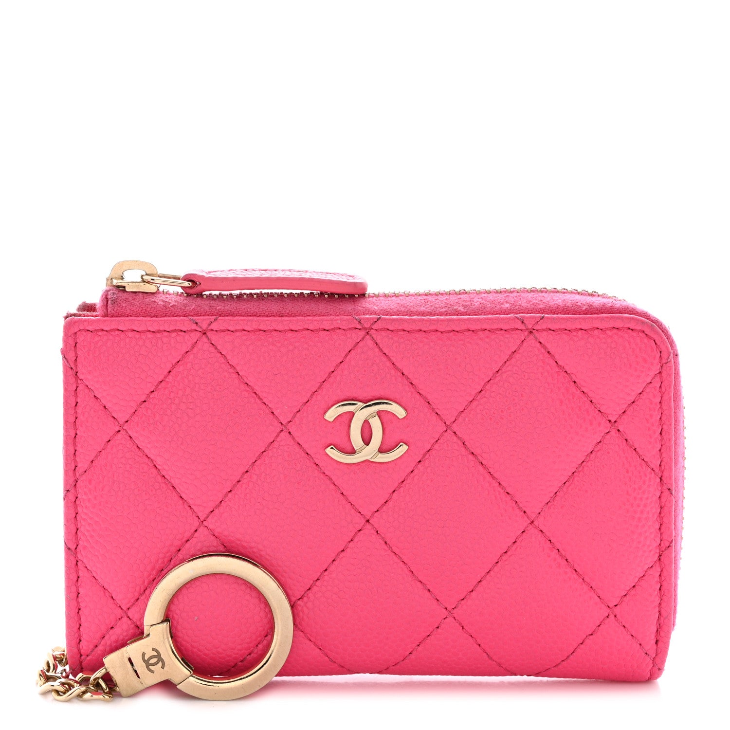 Chanel Caviar Quilted Zipped Key Holder Case Pink 1 of 12