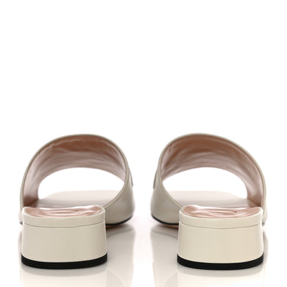 Gucci Malaga Kid Zumi Mid Heel Slide Sandals 39 Dusty White 5 of 12