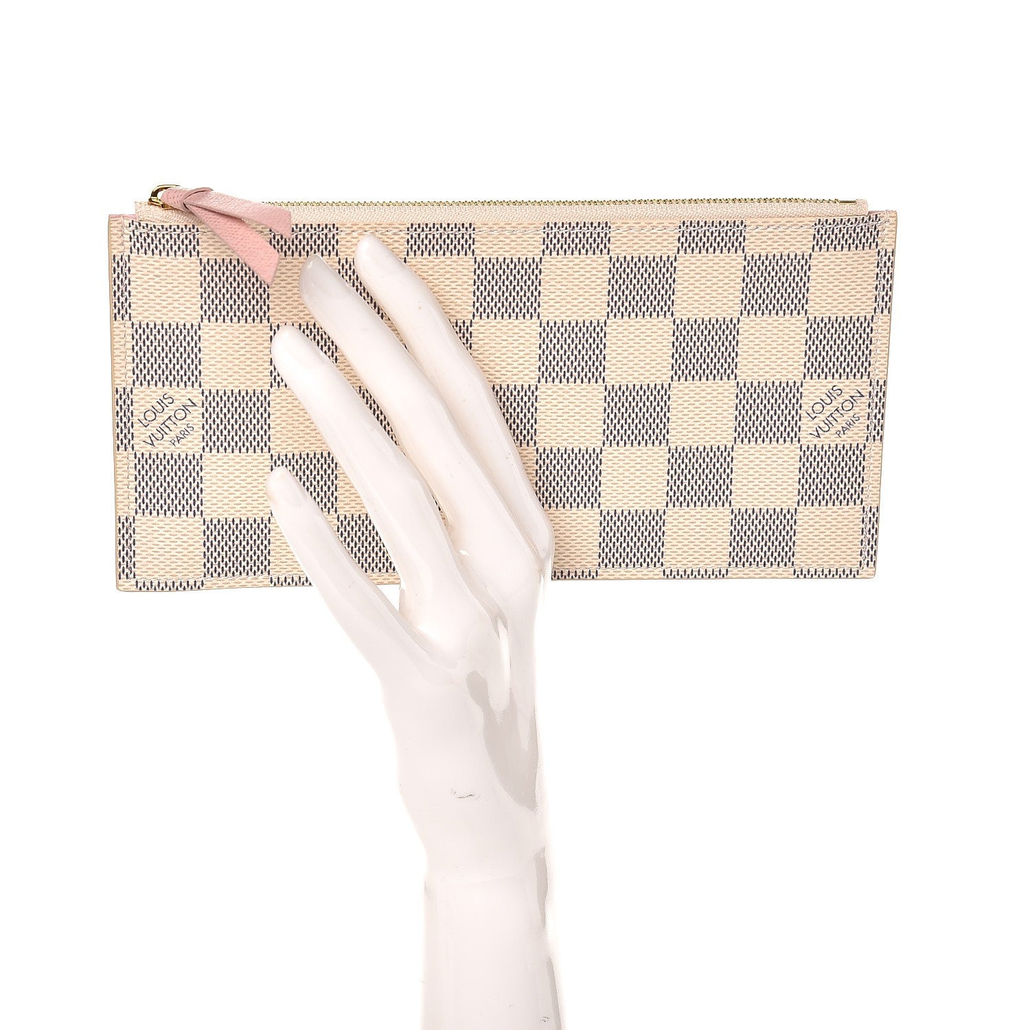 Louis Vuitton Damier Azur Felicie Chain Wallet Zippered Insert Rose Ballerine 2 of 6
