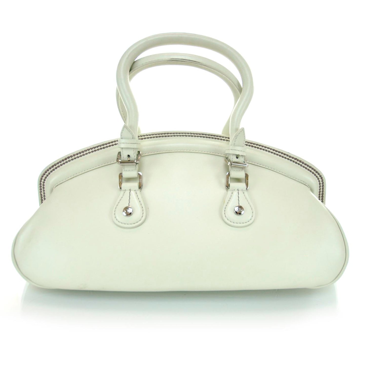 Leather Medium Detective Satchel White