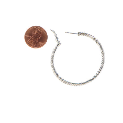 David Yurman Sterling Silver Cable Classics Extra Large Hoop Earrings 2 of 4