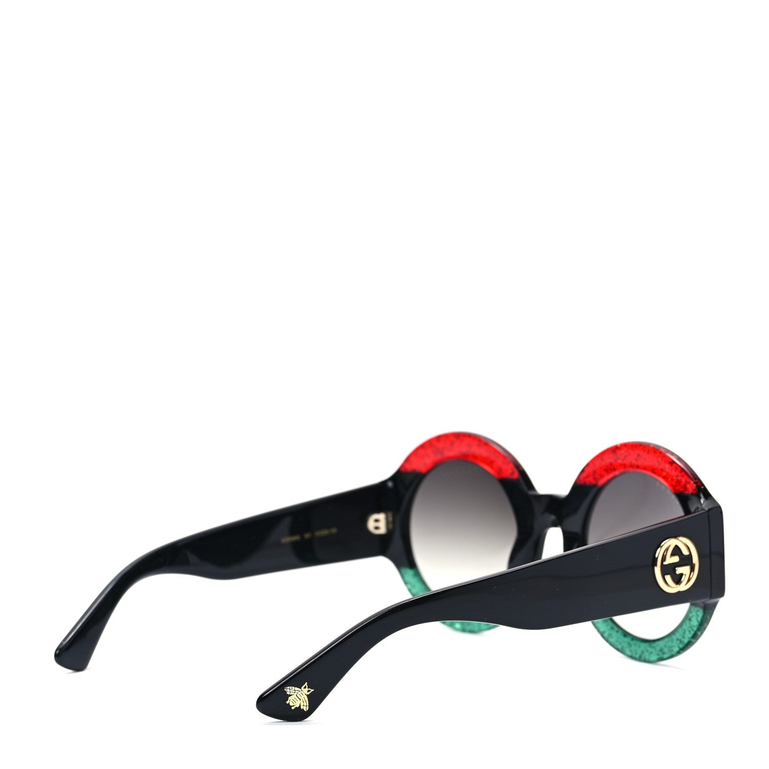 Gucci Round Frame GG0084S Sunglasses Glitter Red Green 4 of 7