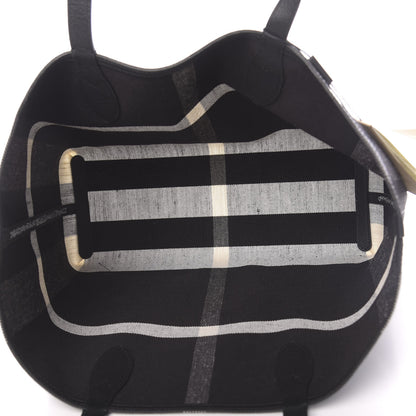 Burberry Coated Canvas Mega Check Medium Doodle Tote Black White 5 of 13
