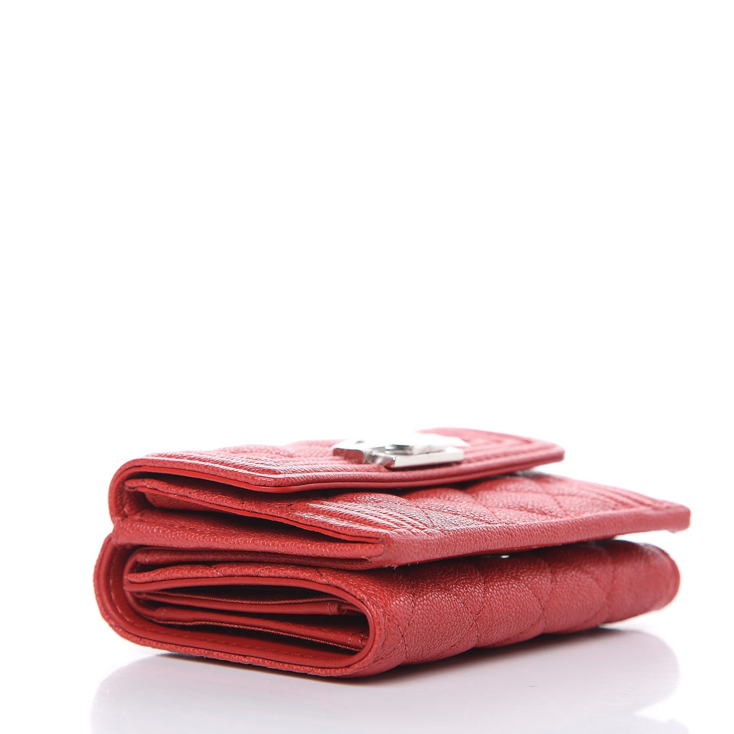 Caviar Quilted Small Boy Flap Wallet Red