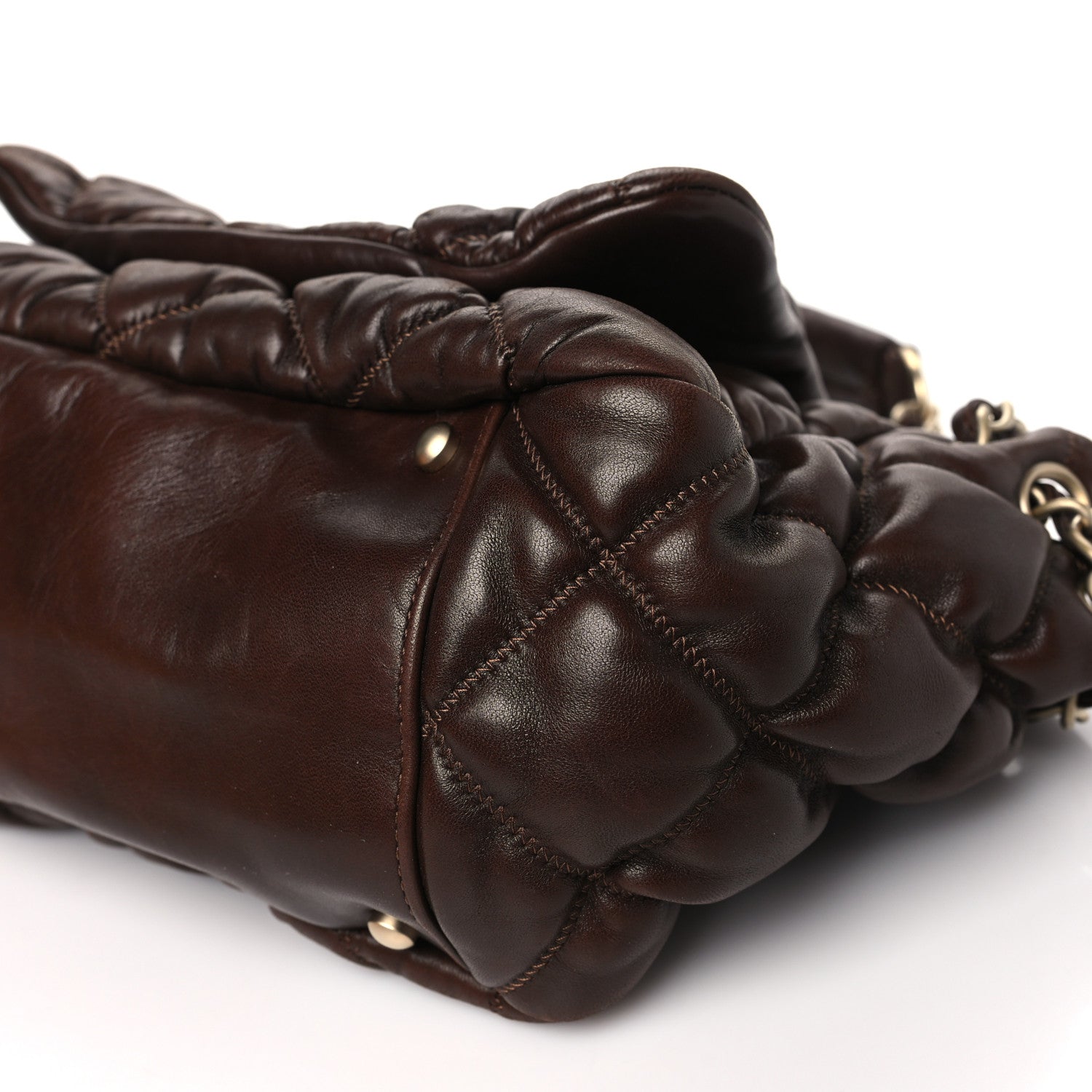 Chanel Lambskin Bubble Quilt Accordion Flap Dark Brown 10 of 10