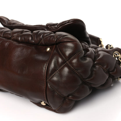 Chanel Lambskin Bubble Quilt Accordion Flap Dark Brown 10 of 10