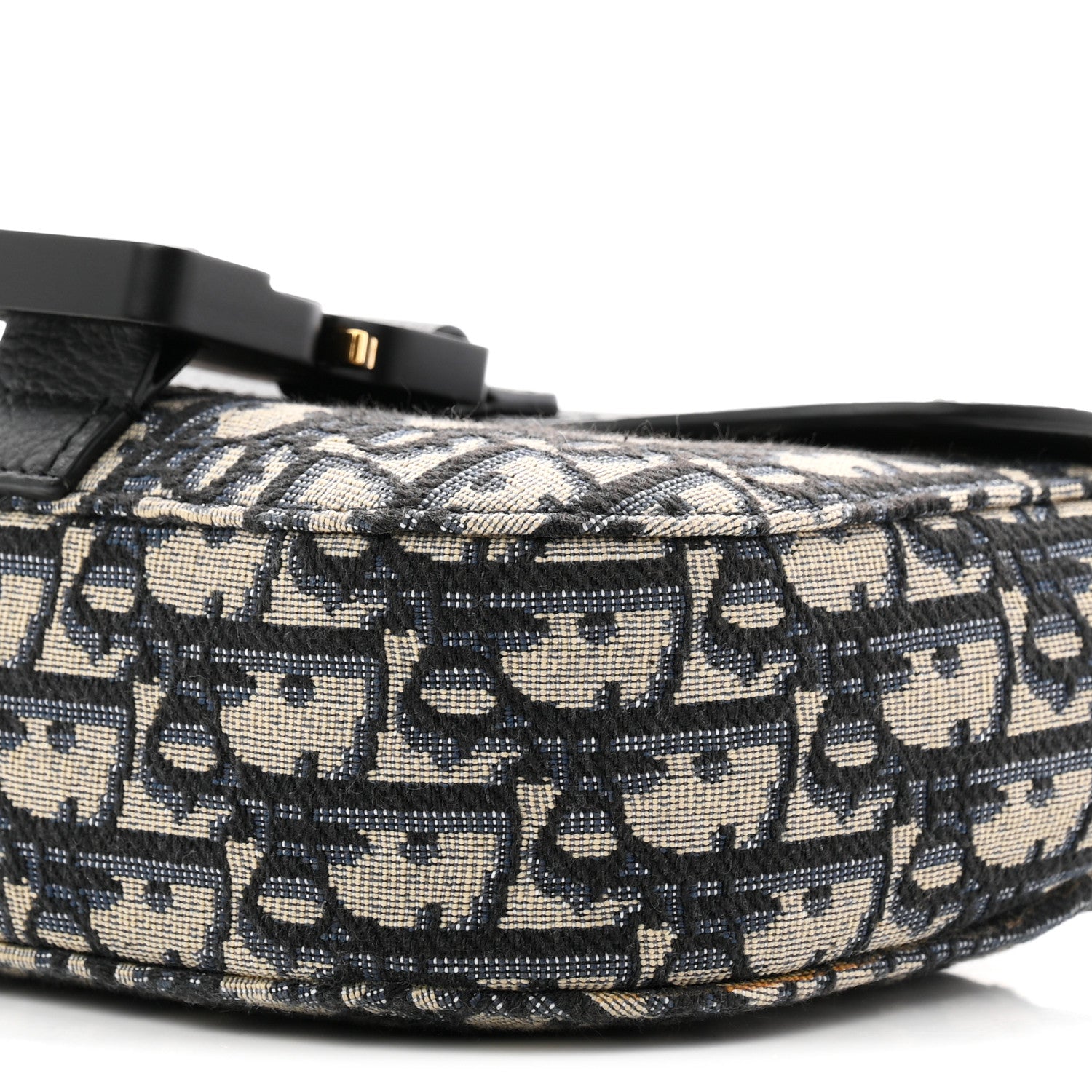 Christian Dior Grained Calfskin Oblique Mini Saddle Messenger Bag With Flap Beige Black 10 of 11
