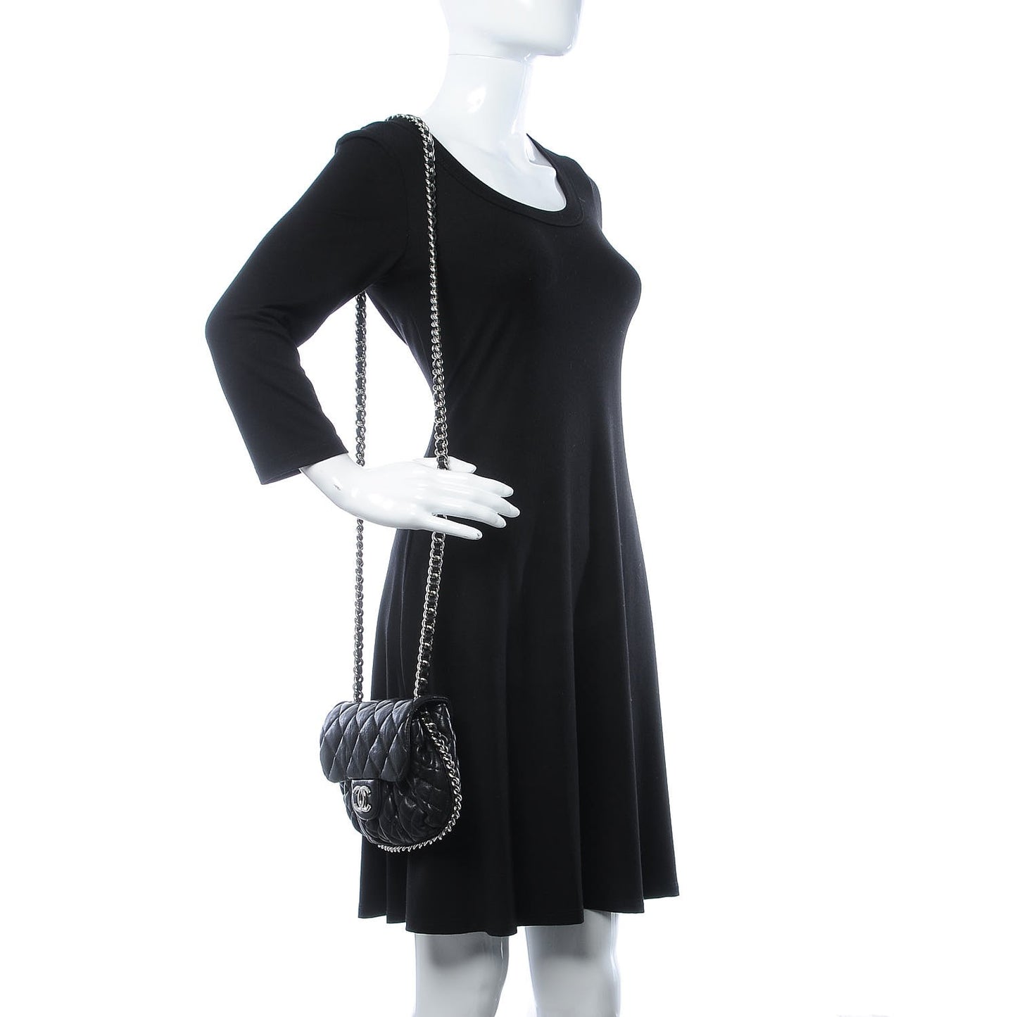 Washed Lambskin Quilted Mini Chain Around Flap Black