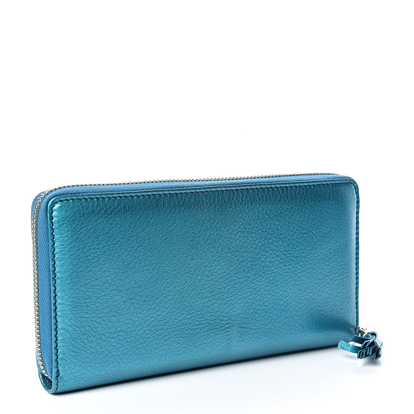 Metallic Cellarius Calfskin Soho Zip Around Wallet Deep Cobalt
