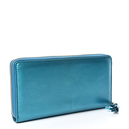 Gucci Metallic Cellarius Calfskin Soho Zip Around Wallet Deep Cobalt 3 of 10