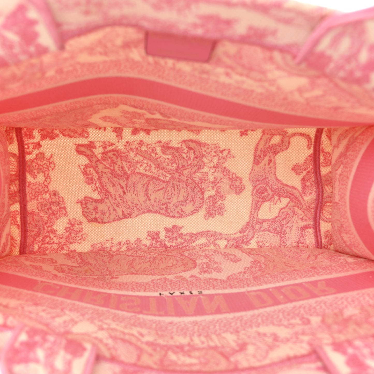 Canvas Embroidered Medium Dioriviera Toile De Jouy Book Tote Peony Pink