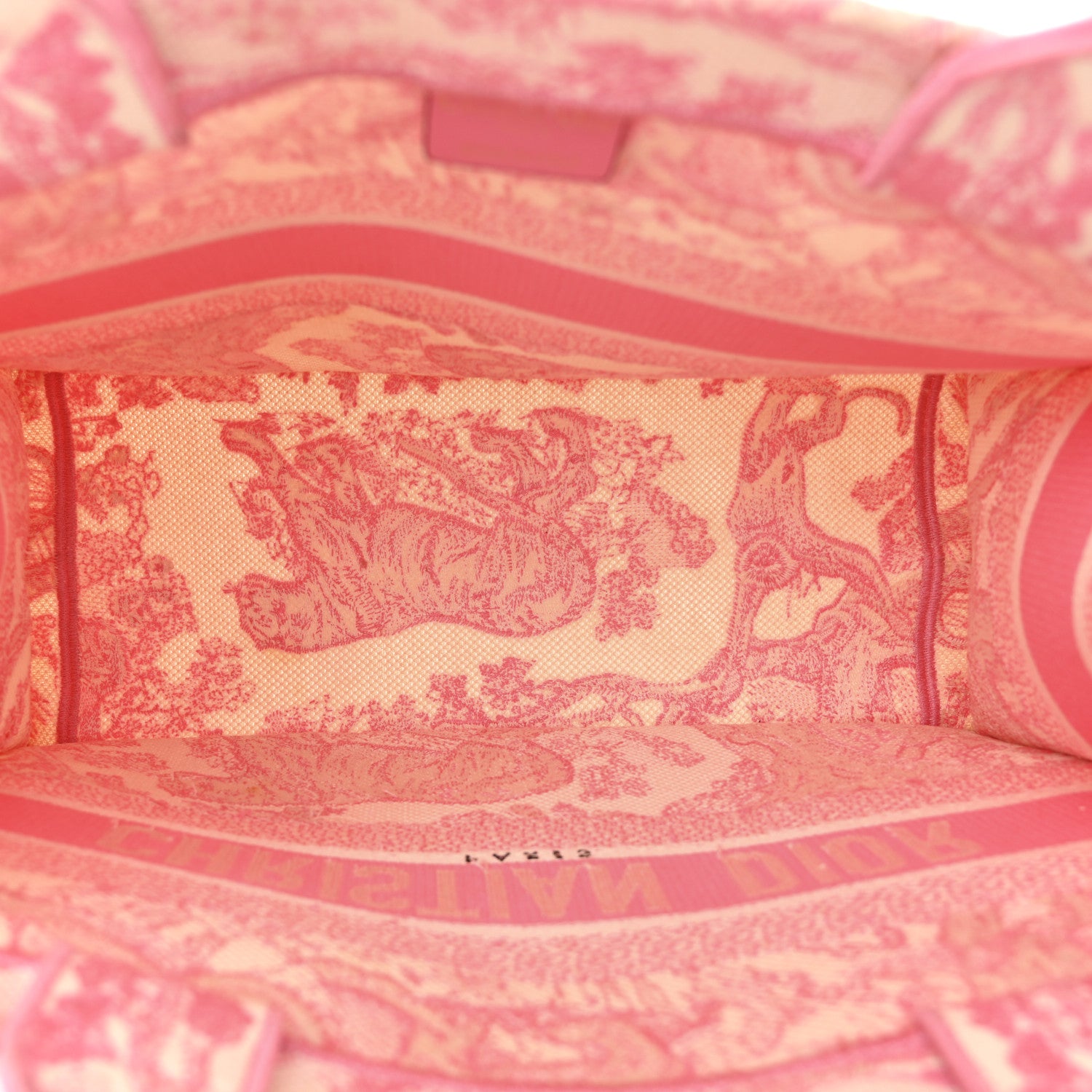 Christian Dior Canvas Embroidered Medium Dioriviera Toile De Jouy Book Tote Peony Pink 5 of 11