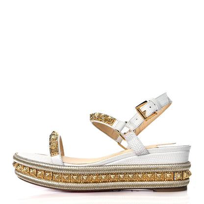 Christian Louboutin Calfskin Zarli Pyraclou 60 Platform Sandals 36 White 1 of 8