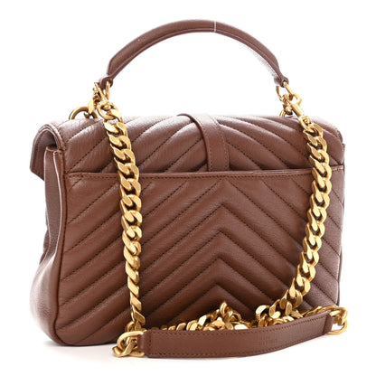Saint Laurent Sheepskin Matelasse Chevron Monogram Medium College Bag Brick 3 of 10