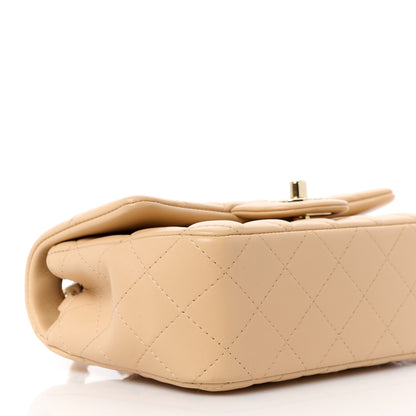 Chanel Lambskin Quilted Mini Rectangular Flap Beige 10 of 12
