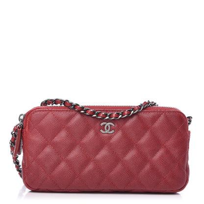 Chanel Iridescent Caviar Quilted Small Clutch With Chain Red 1 of 9