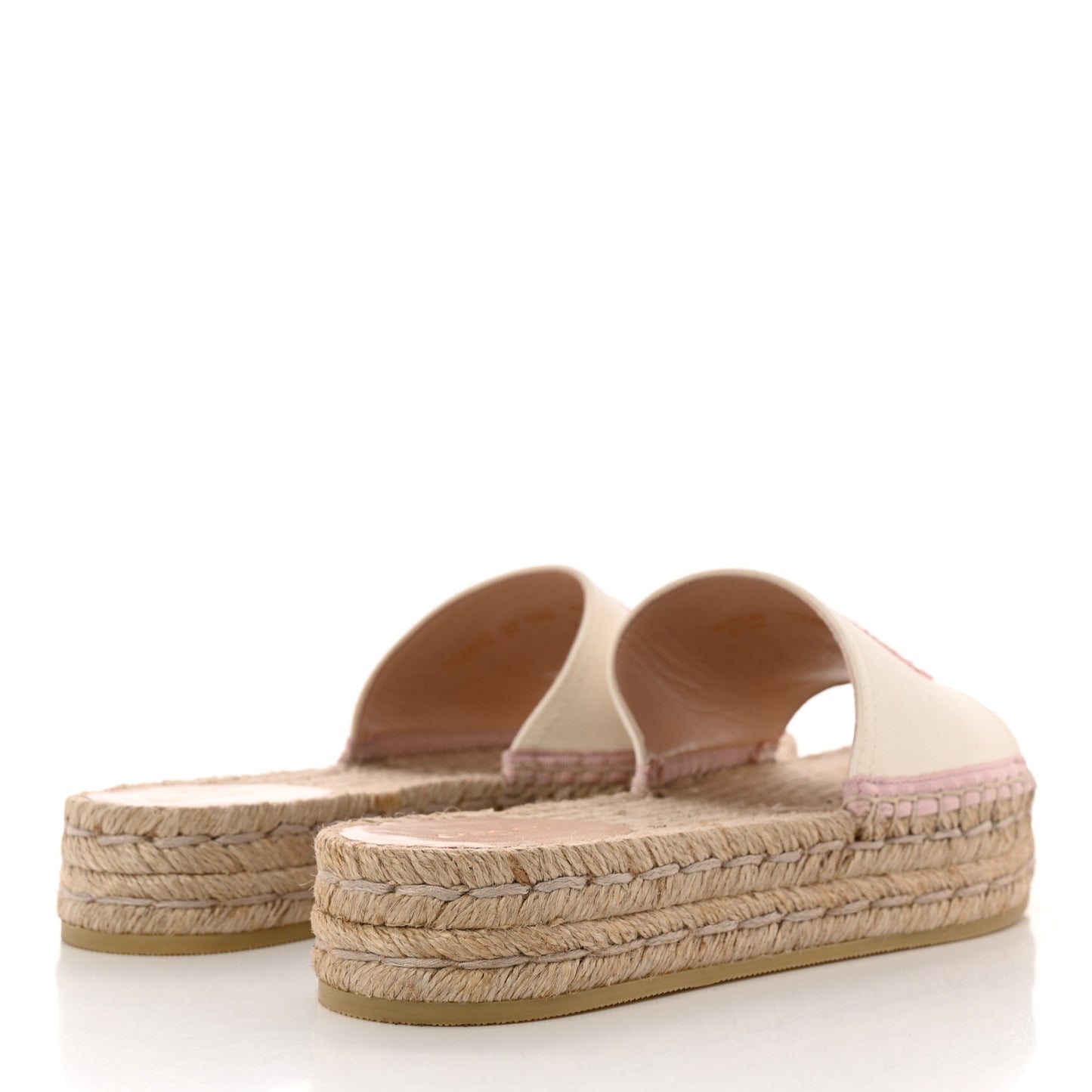 Canvas Interlocking G Espadrille Slide Sandals 37 Mystic White Shell
