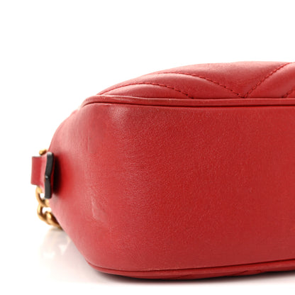 Gucci Calfskin Matelasse Small GG Marmont Chain Shoulder Bag Hibiscus Red 9 of 10