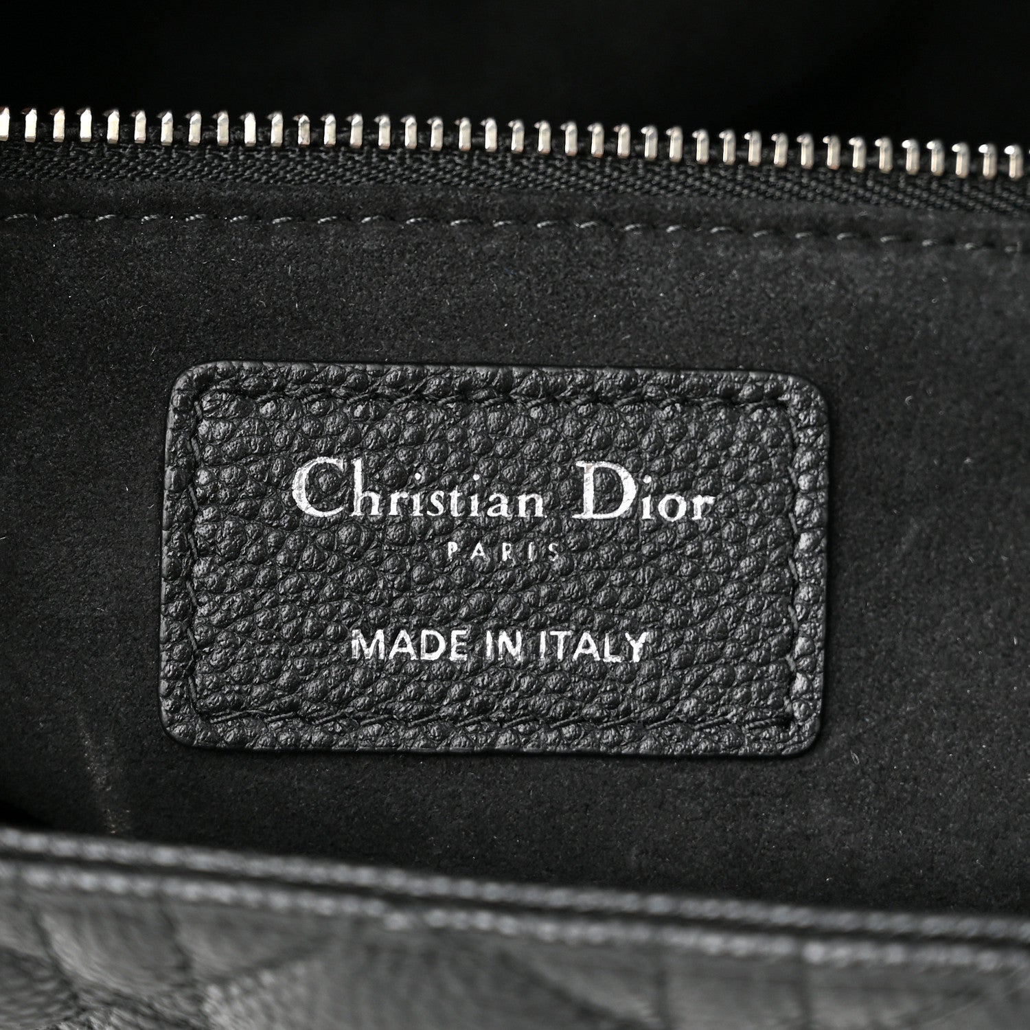 Christian Dior Grained Calfskin Cannage Medium Lady Dior Black 5 of 9