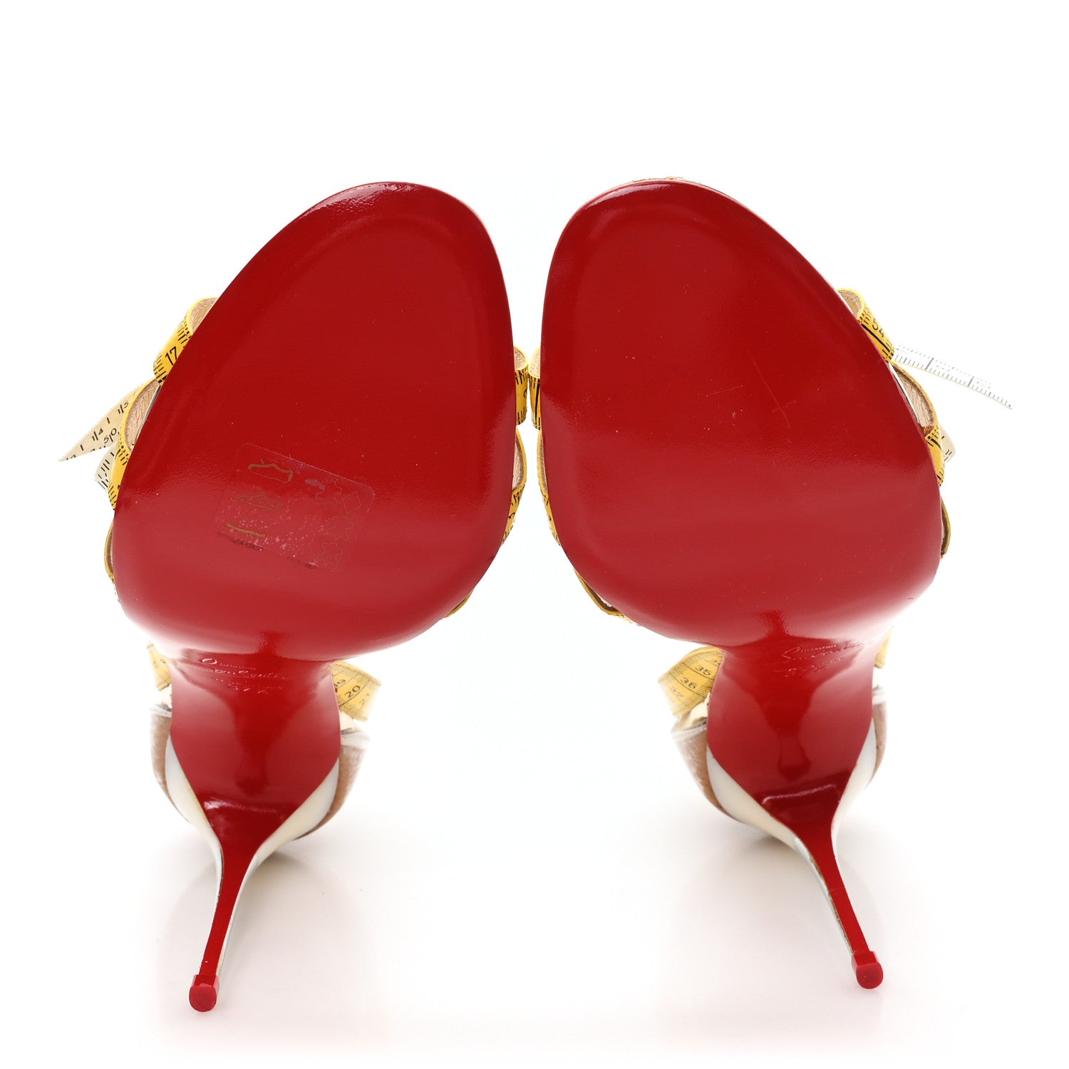 Christian Louboutin PVC Patent Ruban Calfskin Metricathy 100 Sandal Pumps 37.5 Transparent Yellow 6 of 9