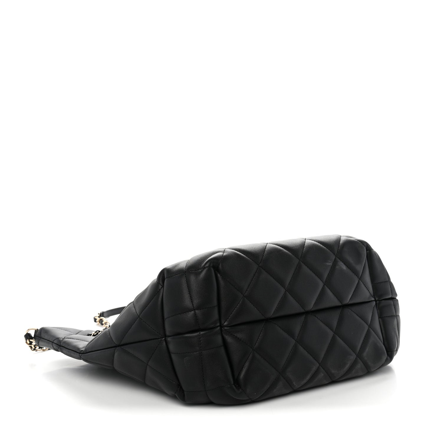 Lambskin Quilted CC Dweller Drawstring Tote Black