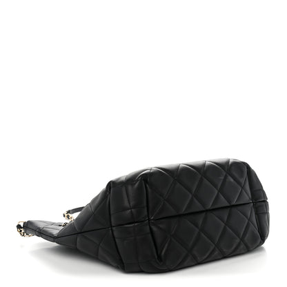 Chanel Lambskin Quilted CC Dweller Drawstring Tote Black 4 of 12