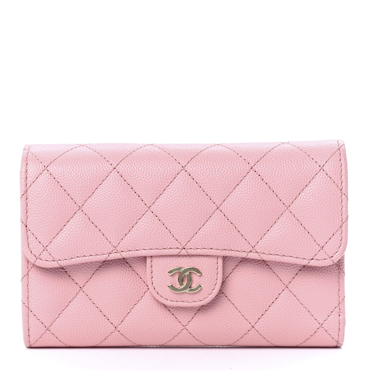Caviar Quilted Medium Flap Wallet Pink