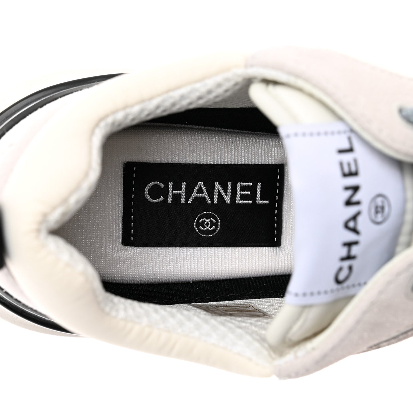 Nylon Calfskin Suede Womens CC Sneakers 39 White Grey Blue
