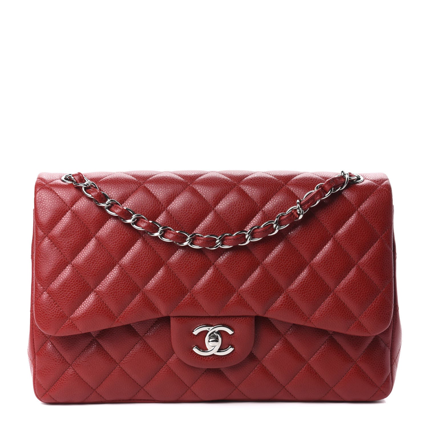 Chanel Caviar Quilted Jumbo Double Flap Red 1 of 12
