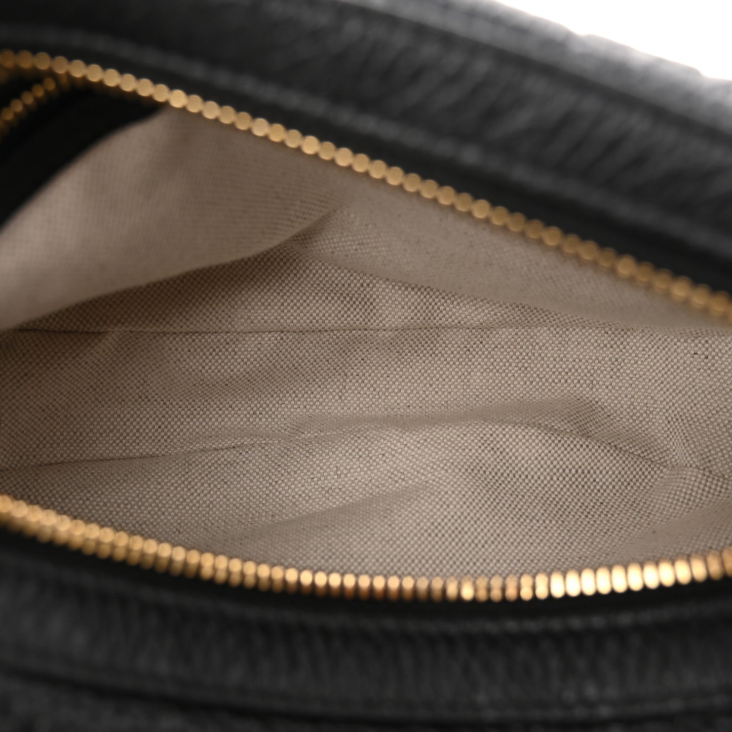 GG Grainy Calfskin Emblem Small Half Moon Shoulder Bag Black