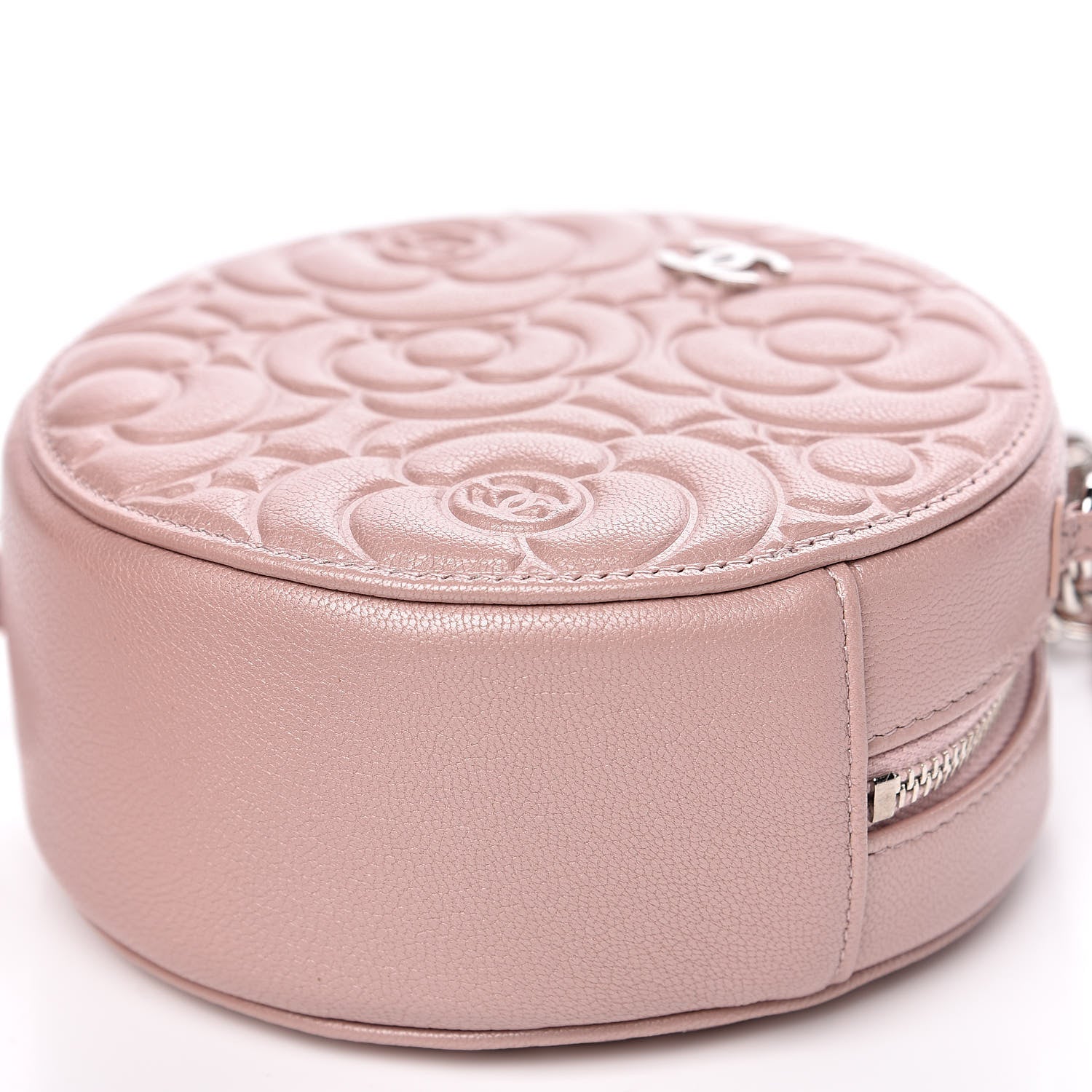 Chanel Goatskin Camellia Quilted Round Clutch With Chain Light Pink 9 of 10