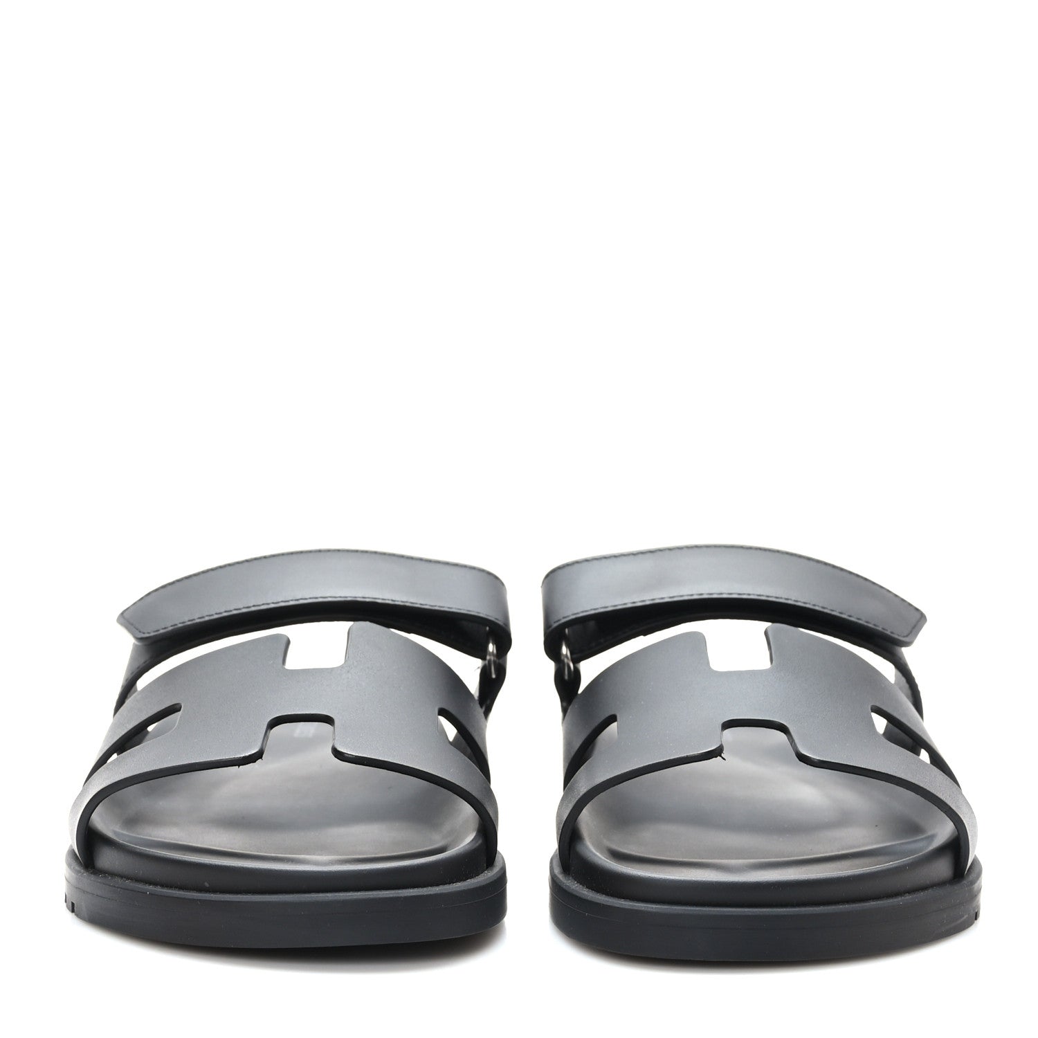 Hermes Calfskin Womens Chypre Sandals 39.5 Black 2 of 9