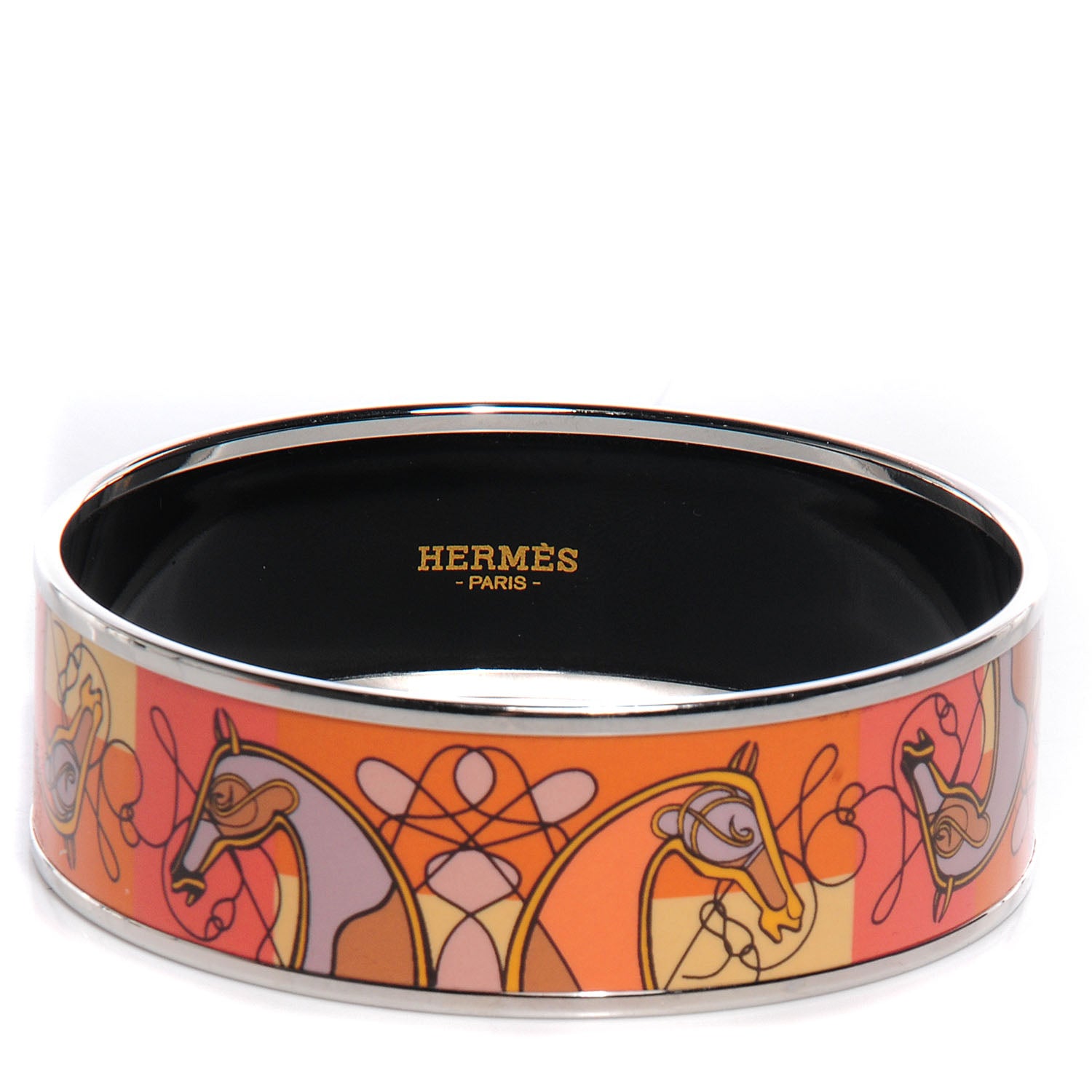 Hermes Enamel Printed Wide Coup De Fouet Bracelet 70 1 of 6