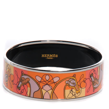 Hermes Enamel Printed Wide Coup De Fouet Bracelet 70 1 of 6