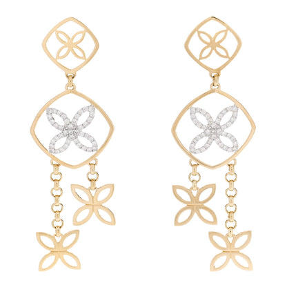 John Hardy 18K Yellow Gold Diamond Batu Kawung Chandelier Drop Earrings 1 of 5
