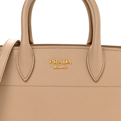 Prada Saffiano City Calfskin Bibliothèque Top Handle Cammeo Talco 8 of 15